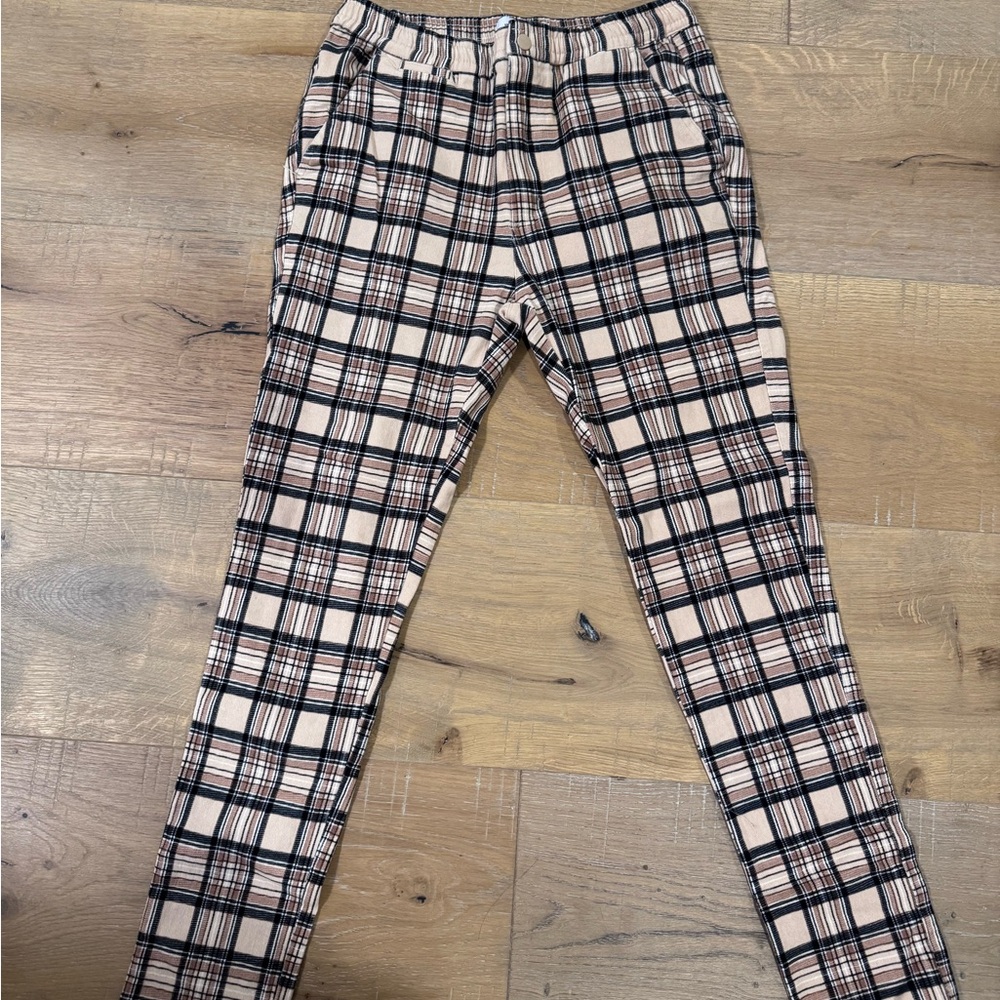 Urban Outfitters Beige and Black Plaid Pants